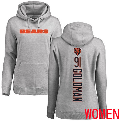 Chicago Bears Ash Women Eddie Goldman Backer NFL Football 91 Pullover Hoodie Sweatshirts